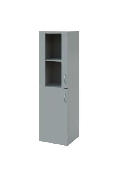 N 4 - 4DS kancelářská skříň, 1-dveřová/prosklená, levá, 1450x400x400, šedá